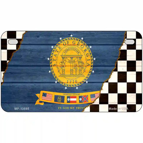 Georgia Racing Flag Novelty Metal License Plate Tag 7" x 4" (MP)