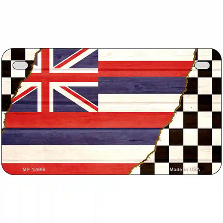 Hawaii Racing Flag Novelty Metal License Plate Tag 7" x 4" (MP)