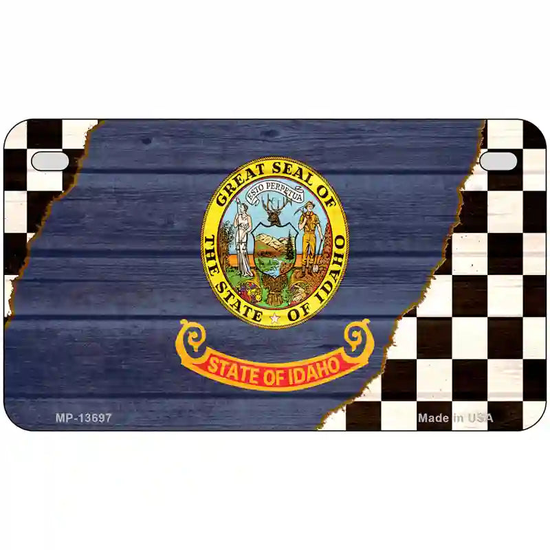 Idaho Racing Flag Novelty Metal License Plate Tag 7" x 4" (MP)