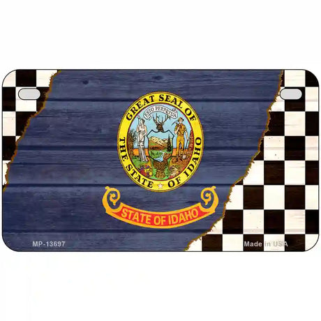 Idaho Racing Flag Novelty Metal License Plate Tag 7" x 4" (MP)