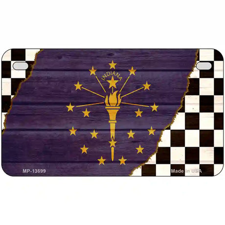 Indiana Racing Flag Novelty Metal License Plate Tag 7" x 4" (MP)