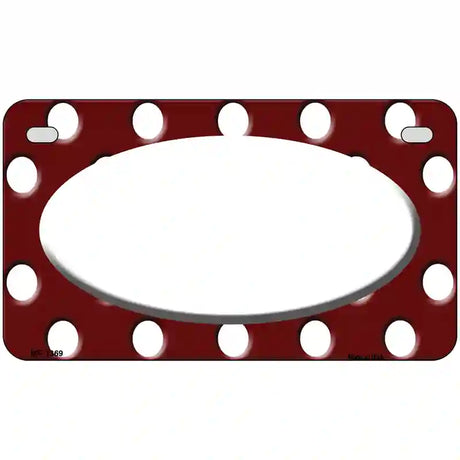 White Burgundy Polka Dot White Center Oval Metal Novelty License Plate 7" x 4" (MP)