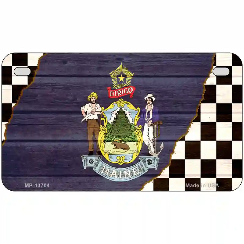 Maine Racing Flag Novelty Metal License Plate Tag 7" x 4" (MP)