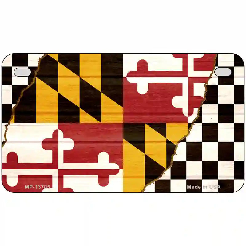 Maryland Racing Flag Novelty Metal License Plate Tag 7" x 4" (MP)