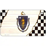 Massachusetts Racing Flag Novelty Metal License Plate Tag 7" x 4" (MP)