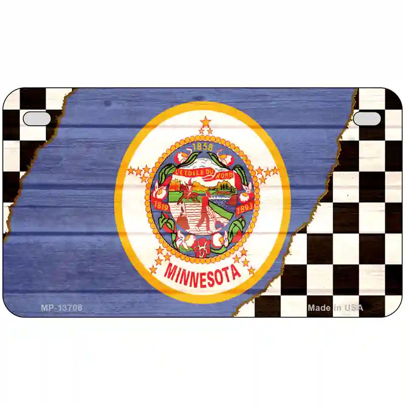 Minnesota Racing Flag Novelty Metal License Plate Tag 7" x 4" (MP)