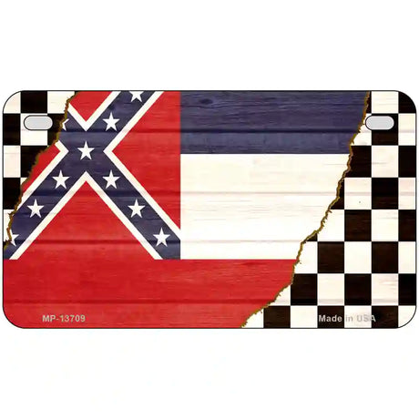 Mississippi Racing Flag Novelty Metal License Plate Tag 7" x 4" (MP)