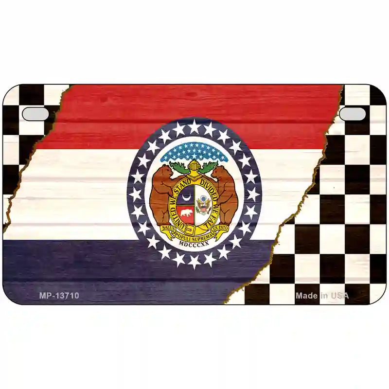 Missouri Racing Flag Novelty Metal License Plate Tag 7" x 4" (MP)