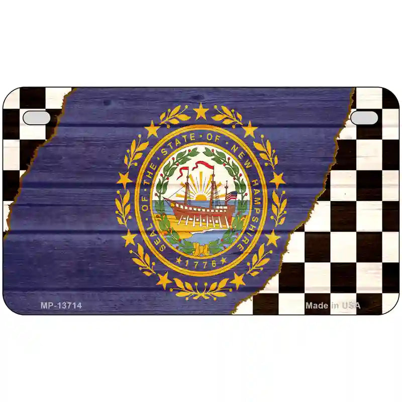 New Hampshire Racing Flag Novelty Metal License Plate Tag 7" x 4" (MP)