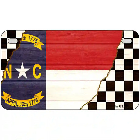 North Carolina Racing Flag Novelty Metal License Plate Tag 7" x 4" (MP)