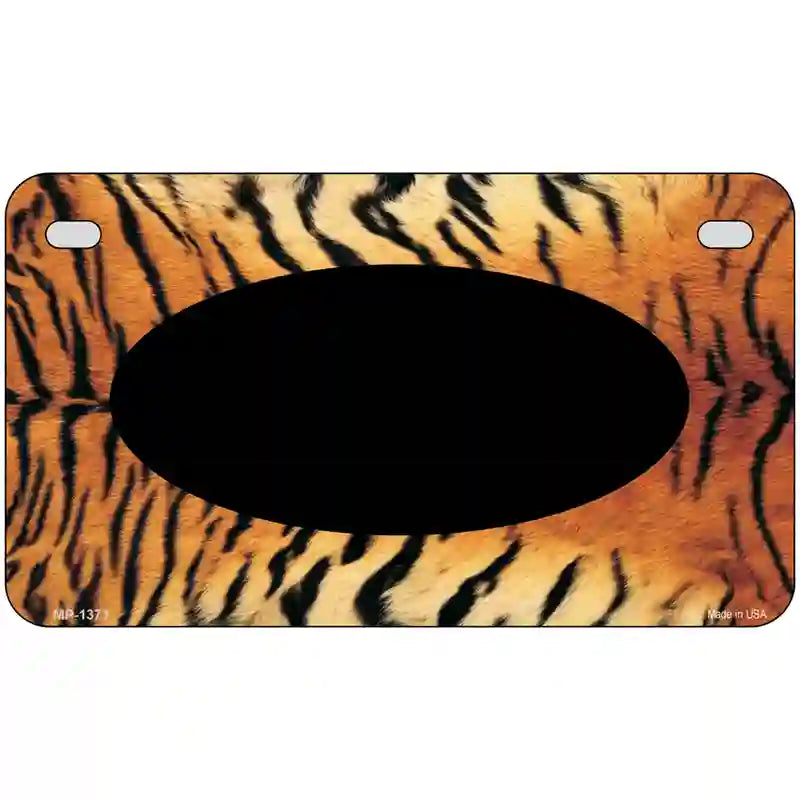 Tiger With Black Center Oval Metal Novelty License Plate 7" x 4" (MP)