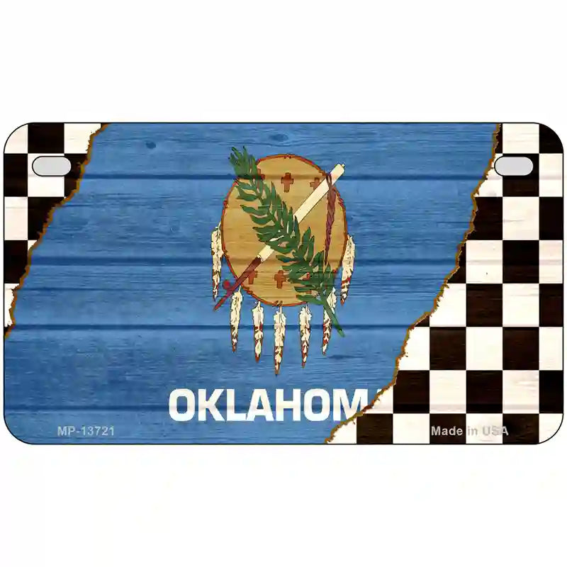 Oklahoma Racing Flag Novelty Metal License Plate Tag 7" x 4" (MP)