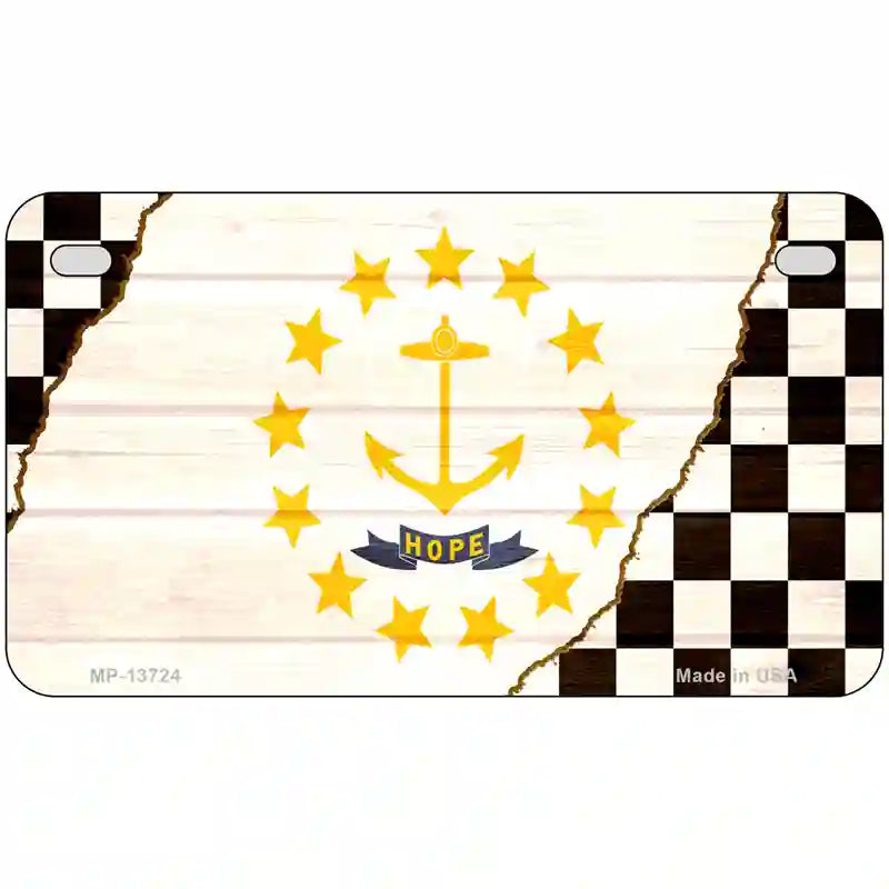 Rhode Island Racing Flag Novelty Metal License Plate Tag 7" x 4" (MP)