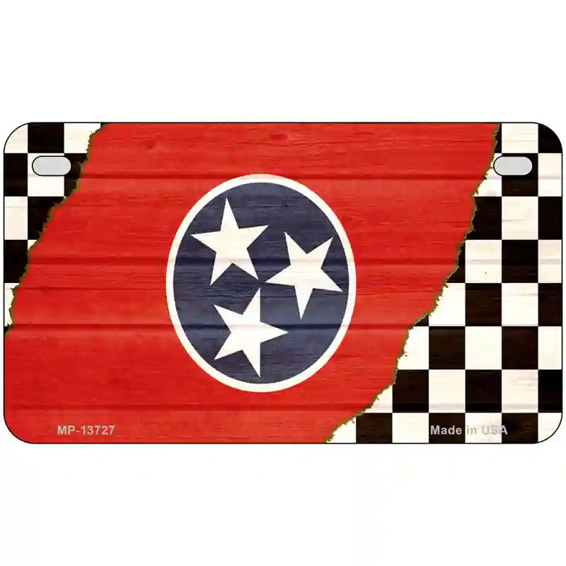 Tennessee Racing Flag Novelty Metal License Plate Tag 7" x 4" (MP)