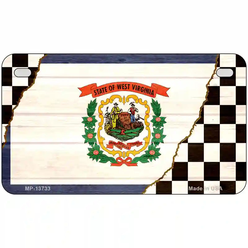 West Virginia Racing Flag Novelty Metal License Plate Tag 7" x 4" (MP)