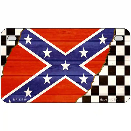 Confederate Racing Flag Novelty Metal License Plate Tag 7" x 4" (MP)