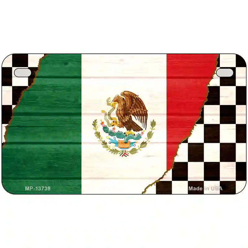 Mexico Racing Flag Novelty Metal License Plate Tag 7" x 4" (MP)