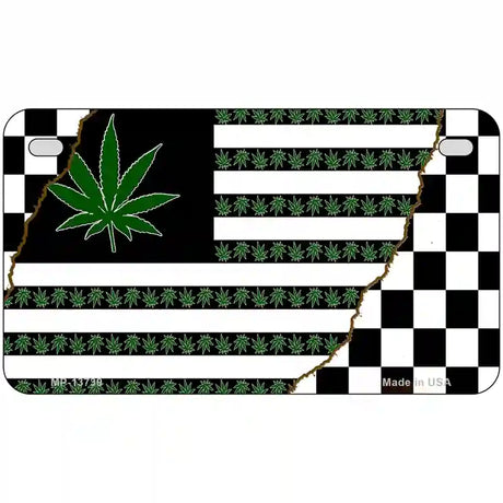 Weed American Racing Flag Novelty Metal License Plate Tag 7" x 4" (MP)