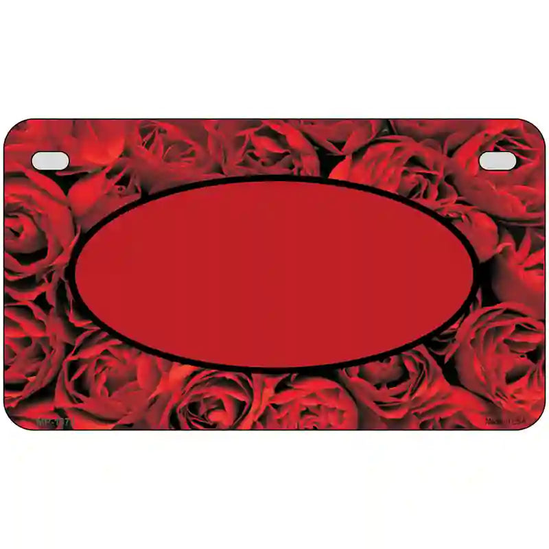 Red Roses With Red Center Oval Metal Novelty License Plate 7" x 4" (MP)