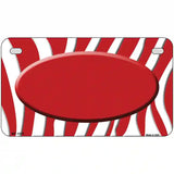 Red White Zebra Center Oval Metal Novelty License Plate 7" x 4" (MP)