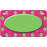 Lime Green Pink Polka Dot Lime Green Center Oval Metal Novelty License Plate 7" x 4" (MP)