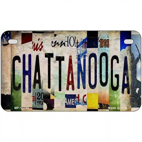 Chattanooga Strip Art Novelty Metal License Plate Tag 7" x 4" (MP)