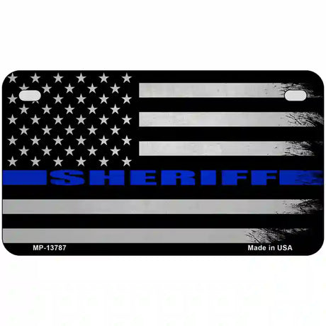 Sheriff Blue Flag Novelty Metal License Plate Tag 7" x 4" (MP)