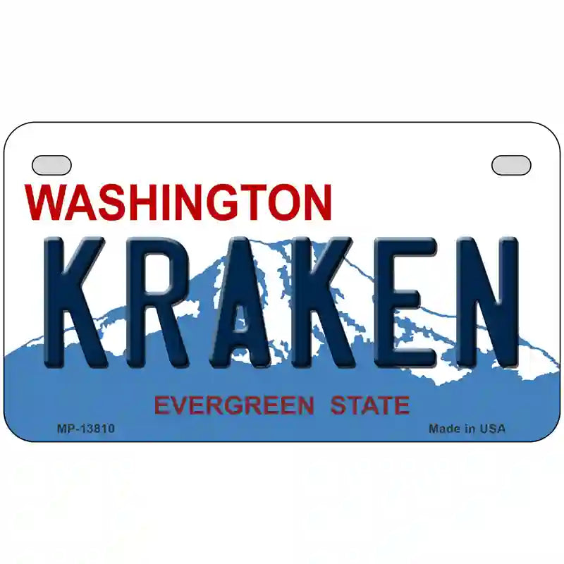 Kraken Washington Novelty Metal License Plate Tag 7" x 4" (MP)