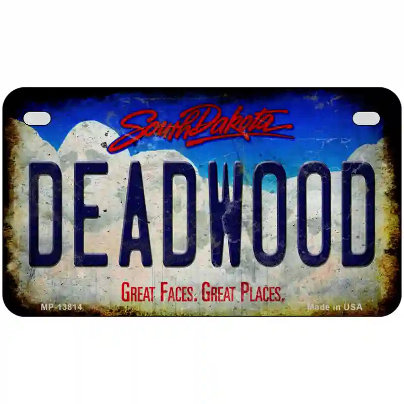 Deadwood South Dakota Rusty Novelty Metal License Plate Tag 7" x 4" (MP)