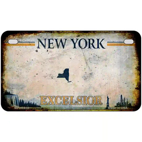 New York Excelsior Rusty Novelty Metal License Plate 7" x 4" (MP) / Yes