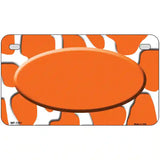 Orange White Giraffe Center Oval Metal Novelty License Plate 7" x 4" (MP)