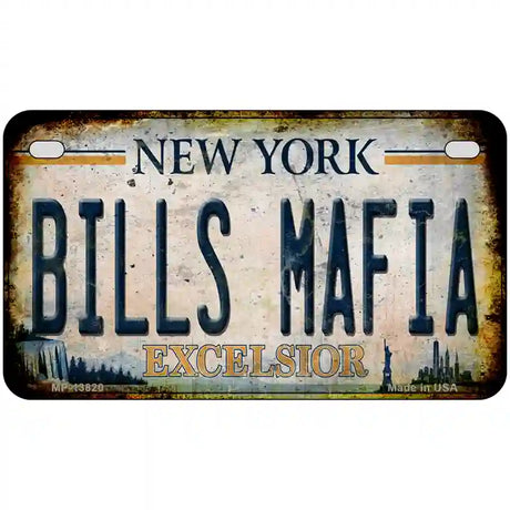 Bills Mafia New York Rusty Novelty Metal License Plate Tag 7" x 4" (MP)