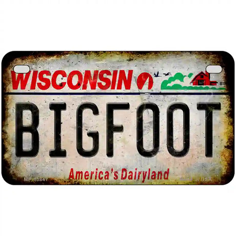 Bigfoot Wisconsin Novelty Metal License Plate Tag 7" x 4" (MP)