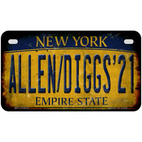 Allen Diggs 21 NY Yellow Rusty Novelty Metal License Plate Tag 7" x 4" (MP)