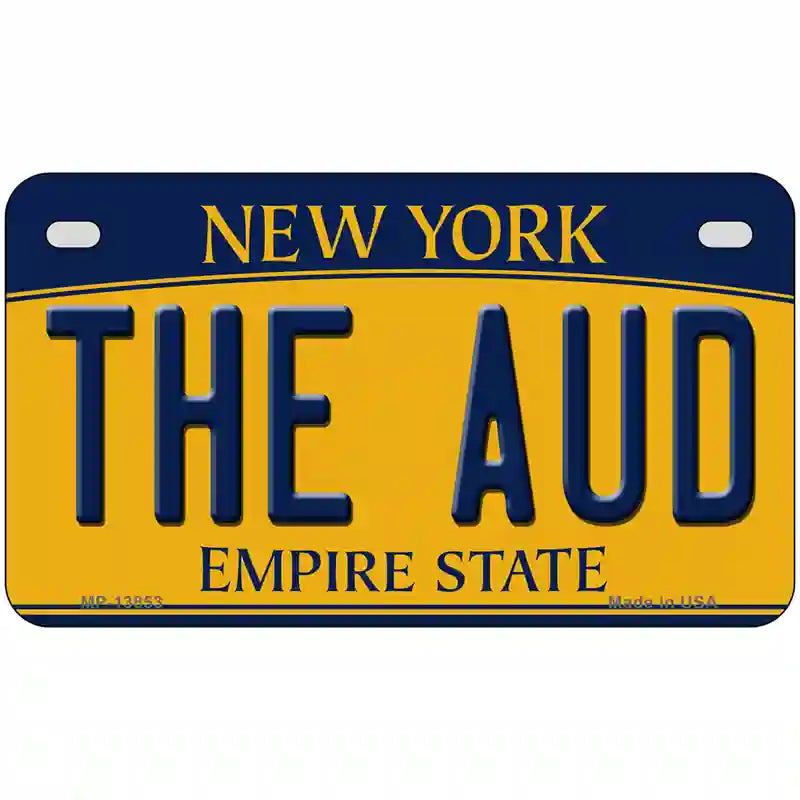 The Aud NY Yellow Novelty Metal License Plate Tag 7" x 4" (MP)