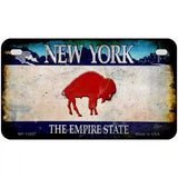 Red Buffalo NY Blue Rusty Novelty Metal License Plate Tag 7" x 4" (MP)