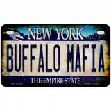 Buffalo Mafia NY Blue Rusty Novelty Metal License Plate Tag 7" x 4" (MP)