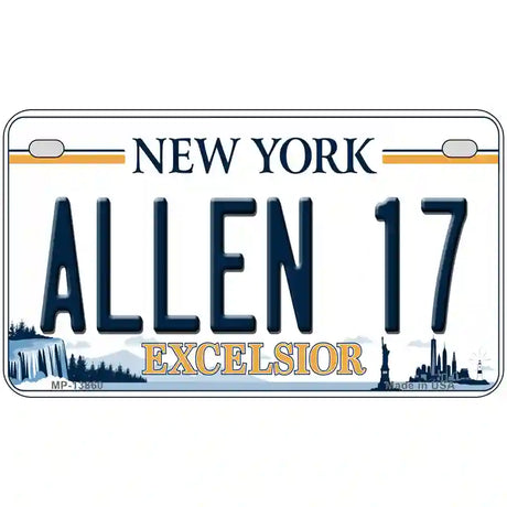 Allen 17 NY Excelsior Novelty Metal License Plate Tag 7" x 4" (MP)