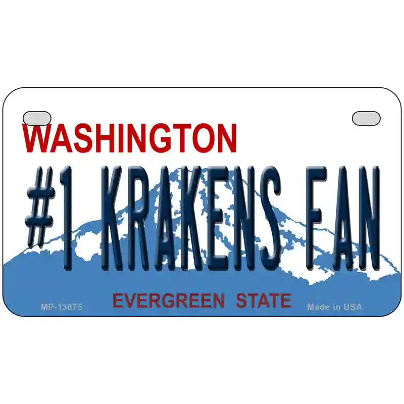 Number 1 Krakens Fan Washington Novelty Metal License Plate Tag 7" x 4" (MP)