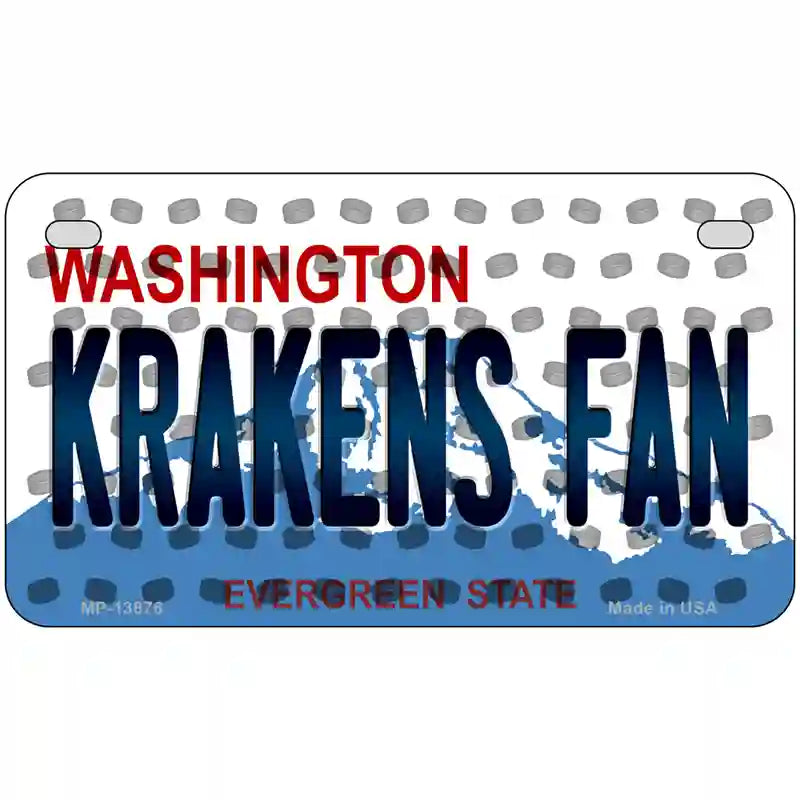 Krakens Fan Washington Overlay Novelty Metal License Plate Tag 7" x 4" (MP)