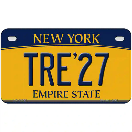 Tre 27 New York Yellow Novelty Metal License Plate Tag 7" x 4" (MP)