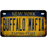 Buffalo Mafia NY Rusted Yellow Novelty Metal License Plate Tag 7" x 4" (MP)