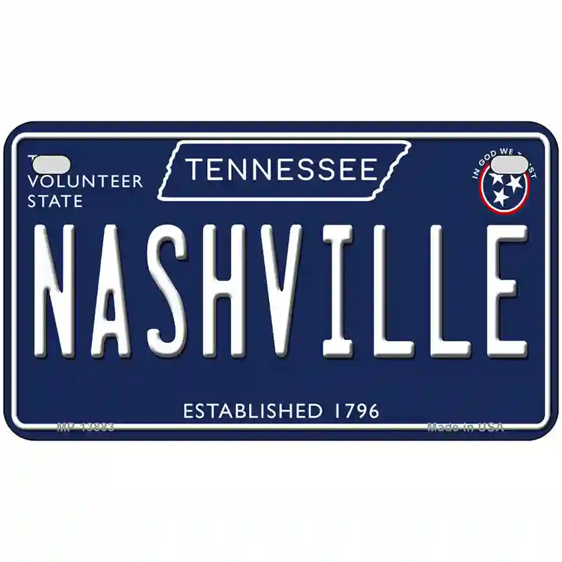 Nashville Tennessee Blue Novelty Metal License Plate Tag 7" x 4" (MP)