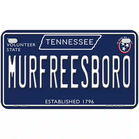 Murfreesboro Tennessee Blue Novelty Metal License Plate Tag 7" x 4" (MP)