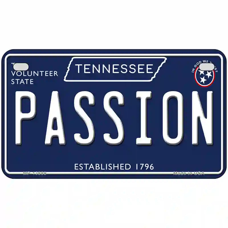 Passion Tennessee Blue Novelty Metal License Plate Tag 7" x 4" (MP)