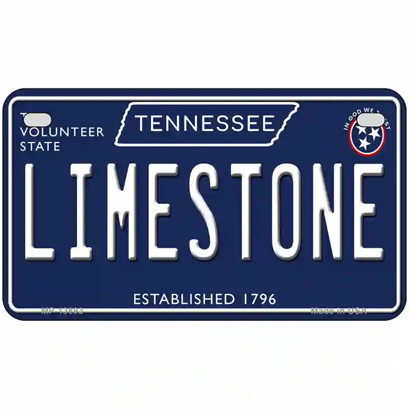 Limestone Tennessee Blue Novelty Metal License Plate Tag 7" x 4" (MP)