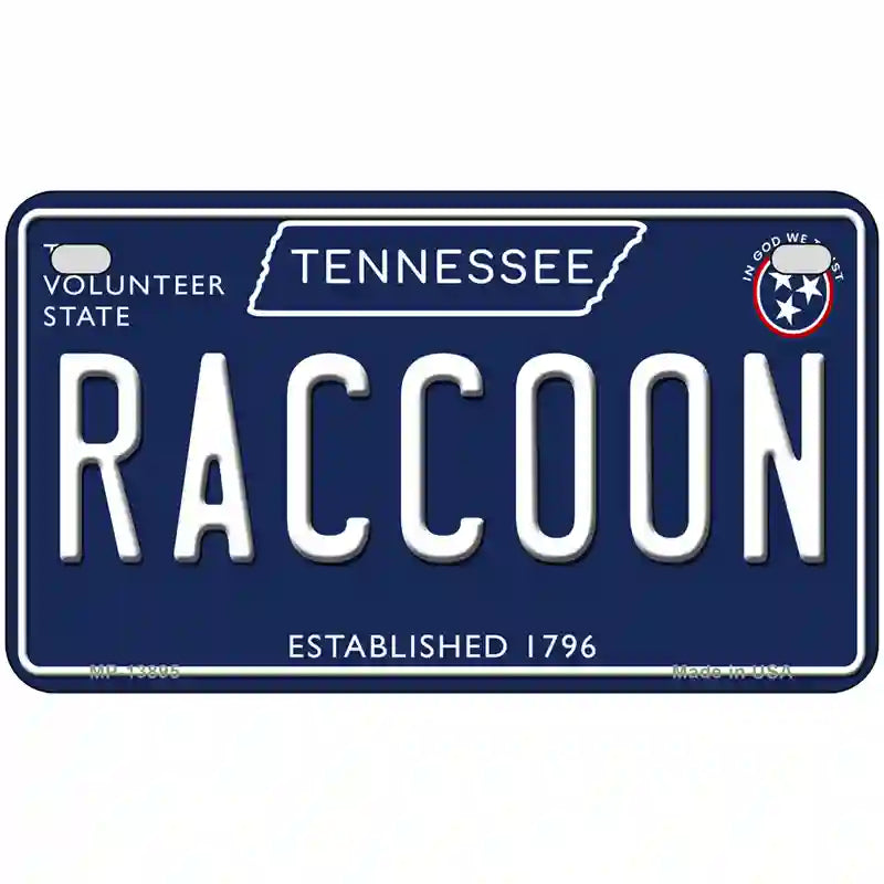 Raccoon Tennessee Blue Novelty Metal License Plate Tag 7" x 4" (MP)