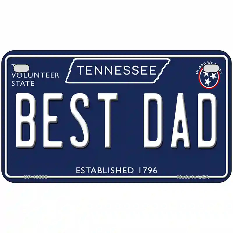 Best Dad Tennessee Blue Novelty Metal License Plate Tag 7" x 4" (MP)