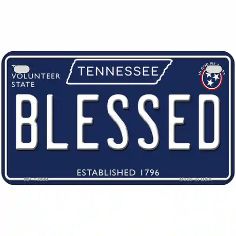 Blessed Tennessee Blue Novelty Metal License Plate Tag 7" x 4" (MP)