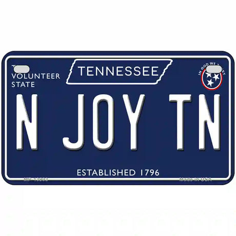 N Joy TN Tennessee Blue Novelty Metal License Plate Tag 7" x 4" (MP)